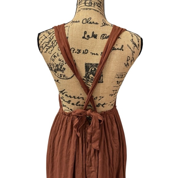 Free People Showstopper Midi Maxi Dress Dark Brown Boho Flowy Size Medium - Picture 11 of 11
